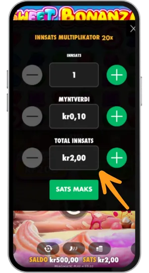 Sweet Bonanza How To - Juster innsats